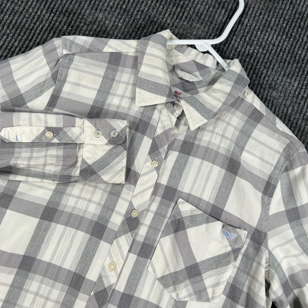 Vineyard Vines Shirt Womens Size 6‎ Gray Plaid Long Sleeve Button Up Relaxed